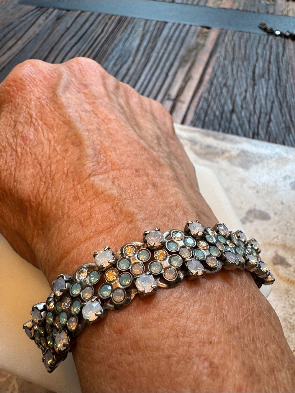 Sorrelli Iridescent Opal and Clear Crystal Bracelet